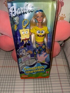 Barbie in Yellow SpongeBob tee. Early 2000’s edition Barbie!